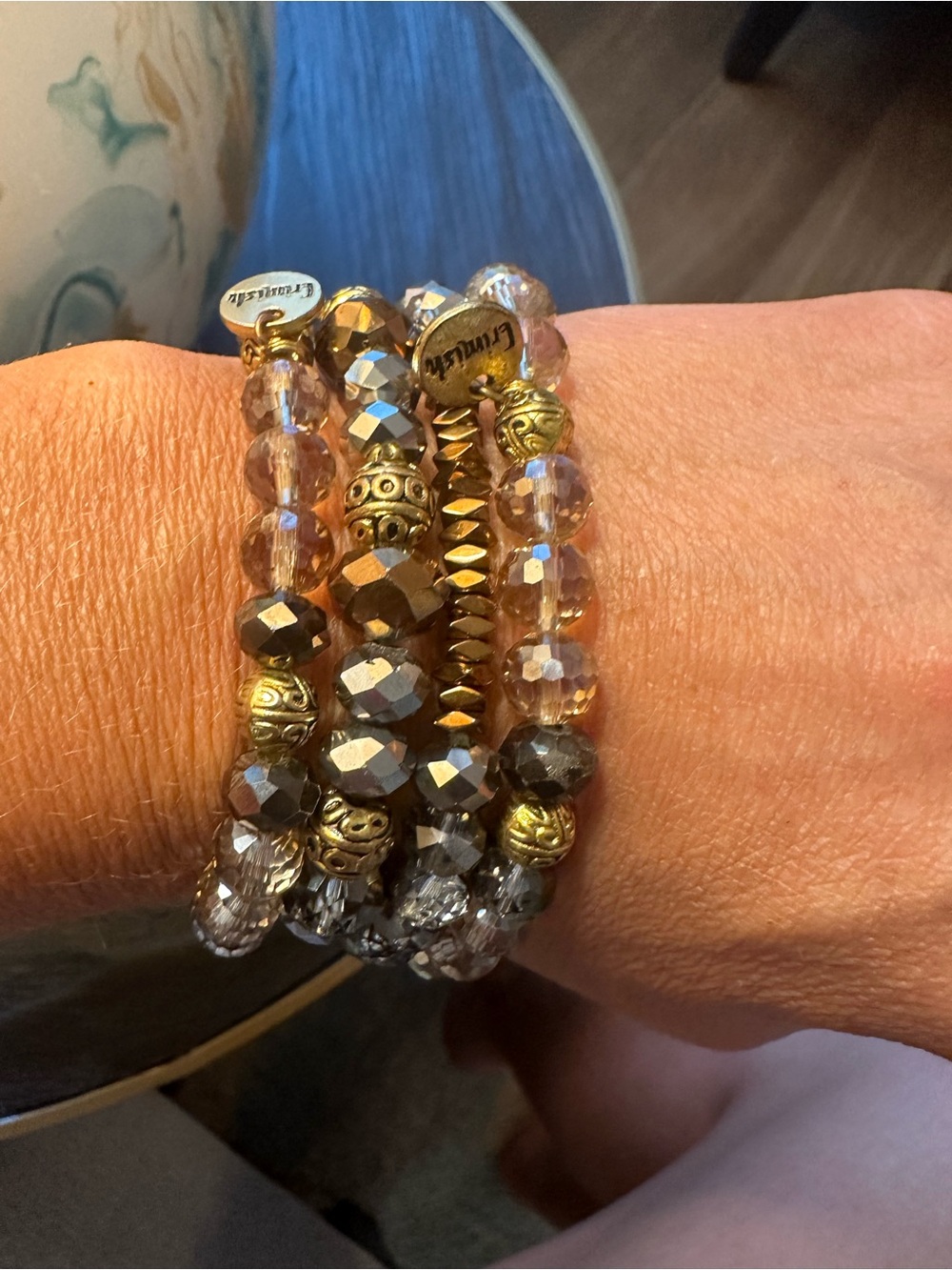 Erimish Gold and Champagne Beaded Stack Bracelet Set